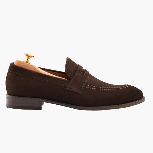 Cloewood Men's Water-repellent Suede Penny Loafers Shoes - Brown