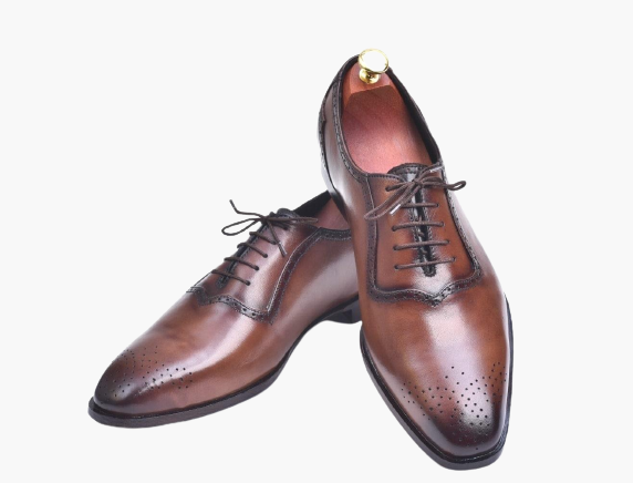 Cloewood Handmade Men's Genuine Two Tone Leather Oxford Brogue Lace Up Dress Shoes