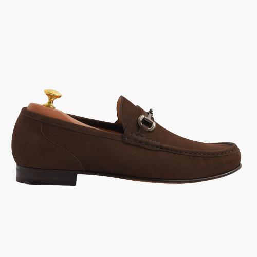 Cloewood Men's Nubuck Leather Bit Loafers Shoes - Brown