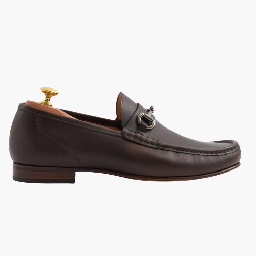 Cloewood Men's Pull-Up Leather Bit Loafers Shoes - Brown