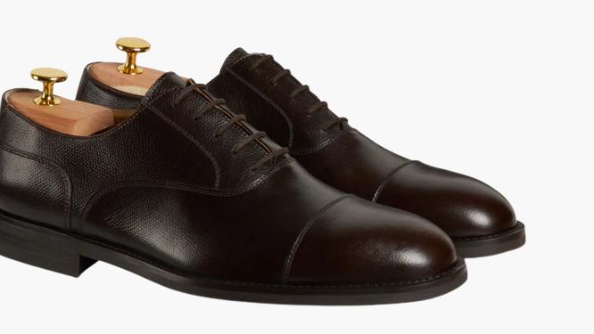 Cloewood Men's Captoe Tumbled Calf Leather Oxford Shoes - Dark Brown