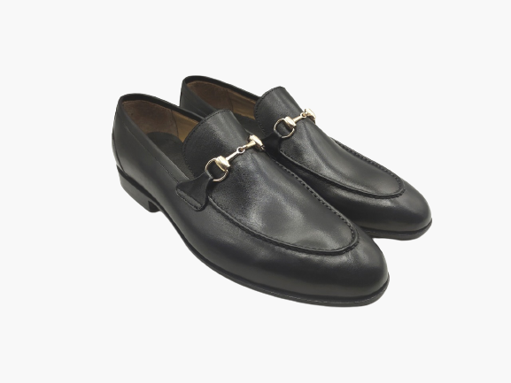 Cloewood Handmade Men's Genuine Black Leather Moccasin Slip On Loafers Casual Shoe