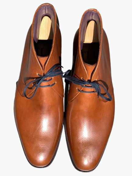 Cloewood Men's Handmade Men's Genuine Tan Shaded Leather Chelsea Formal Chukka Boots