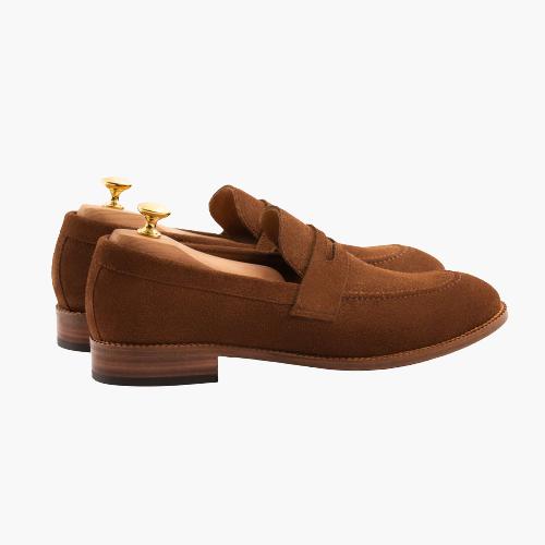 Cloewood Men's Water-repellent Suede Penny Loafers Shoes - Chestnut
