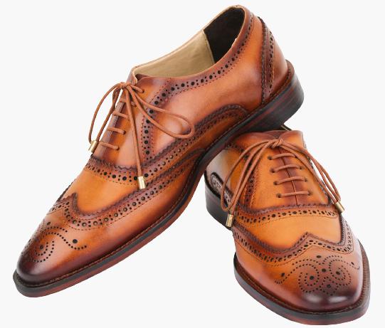 Cloewood Men's Wingtip Brogue Oxford Shoes - Tan
