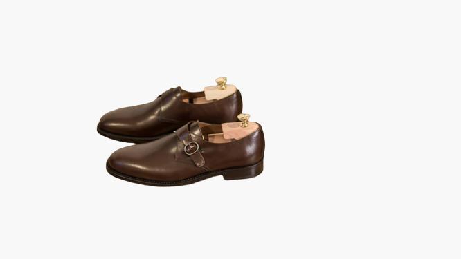 Cloewood Men's Smooth Calf Leather Single Monk Strap Shoes - Dark Brown