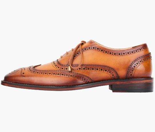 Cloewood Men's Wingtip Brogue Oxford Shoes - Tan