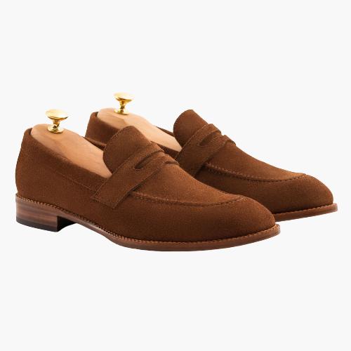 Cloewood Men's Water-repellent Suede Penny Loafers Shoes