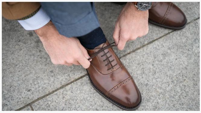 Cloewood Men's Captoe Quarter brogue Oxford Shoes - Brown