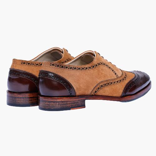 Cloewood Men's Wingtip Brogue Oxford Shoes - Tan Suede