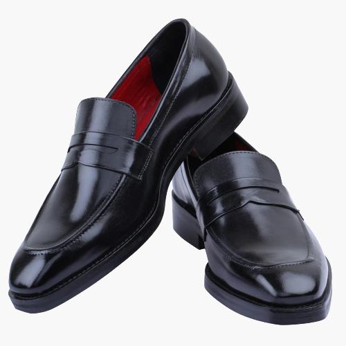 Cloewood Men's Penny Loafers Shoes - Dark Black