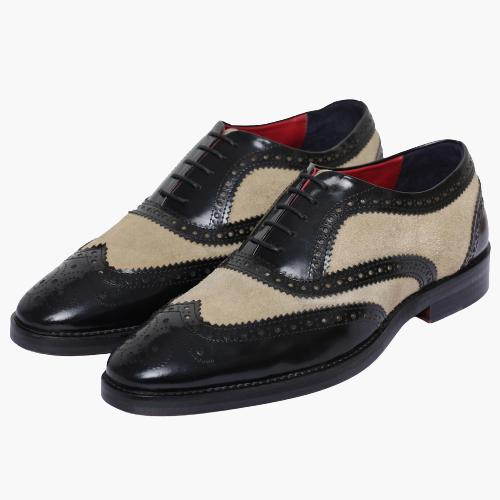Cloewood Men's Wingtip Brogue Oxford Shoes - Camel