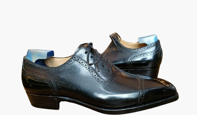 Cloewood Handmade Men's Genuine Black Leather Oxford Brogue Lace Up Dress Shoes