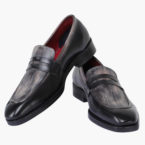Cloewood Men's Double Tone Penny Loafers Shoes - Black
