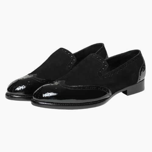 Cloewood Men's Wingtip Venetian Loafers - Black