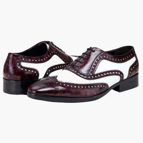 Cloewood Men's Spectator Wingtip Oxford Shoes- Purple & White