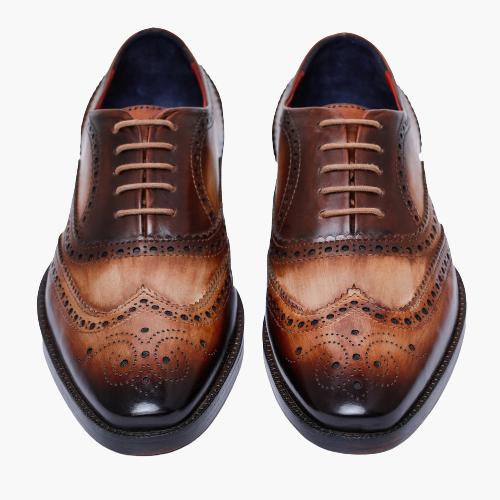 Cloewood Men's Wingtip Brogue Oxford Shoes - Brown