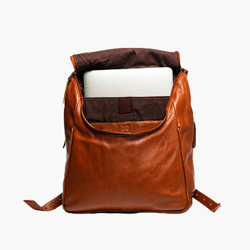 Cloewood Student Leather Backpack-Tan
