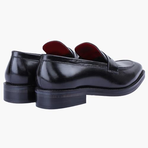 Cloewood Men's Penny Loafers Shoes - Dark Black