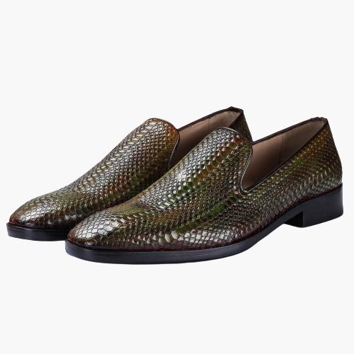 Cloewood Men's Venetian Loafers Shoes - Python Green