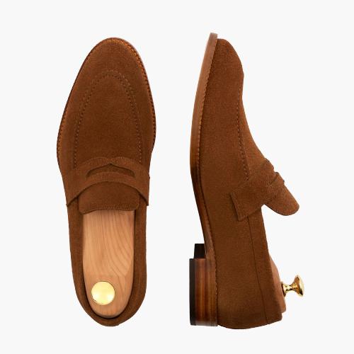 Cloewood Men's Water-repellent Suede Penny Loafers Shoes - Chestnut