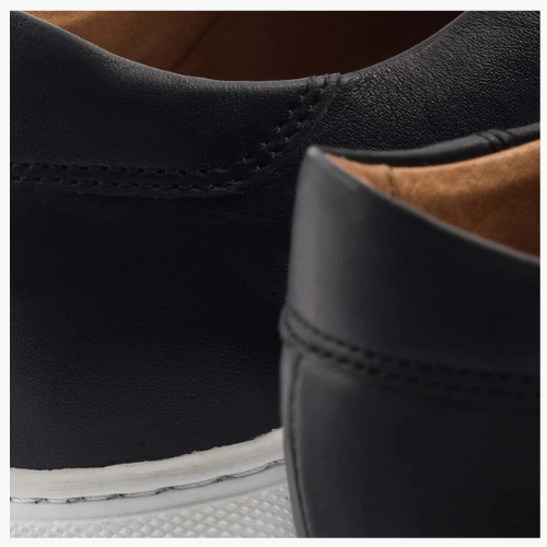 Cloewood Men's Full-Grain Leather Sneaker - Black  & White