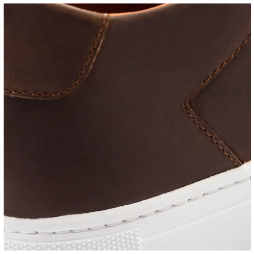 Cloewood Men's Pull-Up Leather Low-Top Sneaker - Dark Brown & White