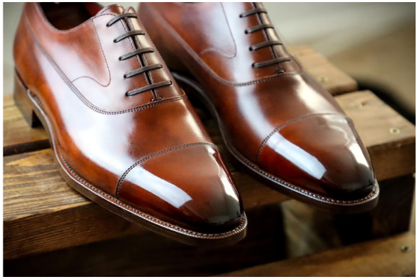 Cloewood Handmade Men's Genuine Brown Leather Oxford Captoe Shoes
