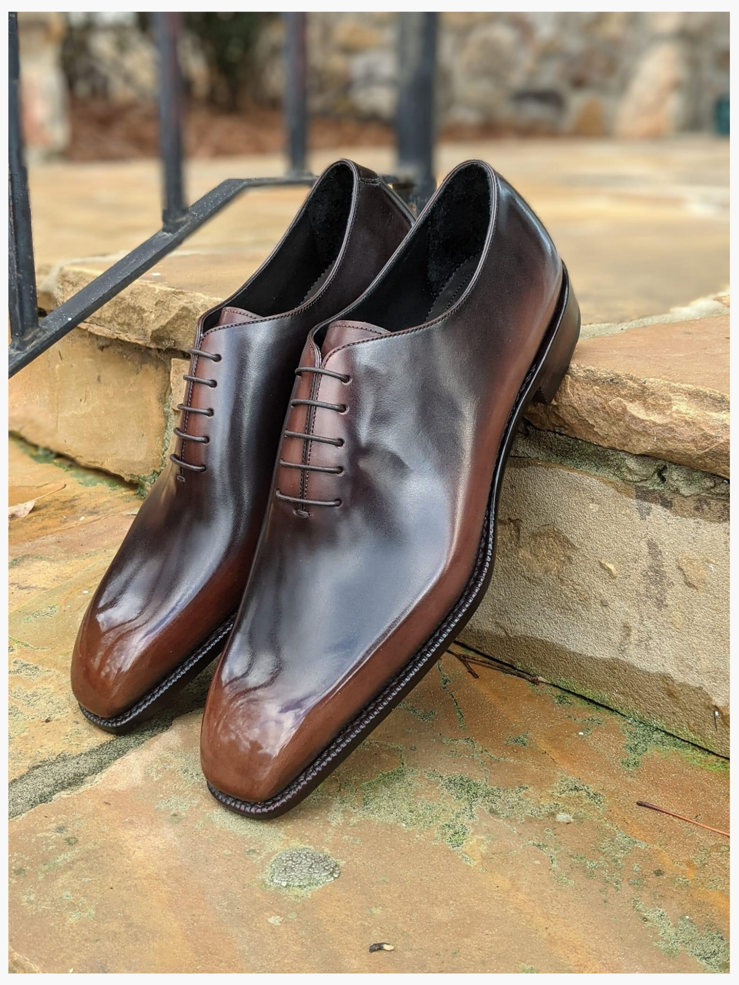 Cloewood Handmade Men's Genuine Brown Leather Whole Cut Aka One Piece Oxford Formal Shoes
