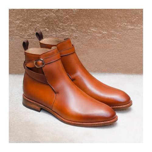 Cloewood Men's Full-Grain Leather Big & Wide Jodhpur Boots - Tan Brown