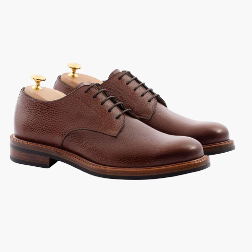 Cloewood Men's Pebbled Leather Derby Shoes - Oxblood