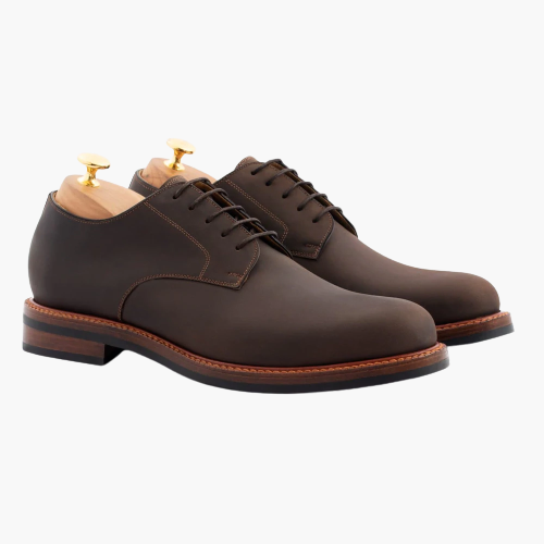 Cloewood Men's Pull-up Leather Derby Shoes - Dark Brown