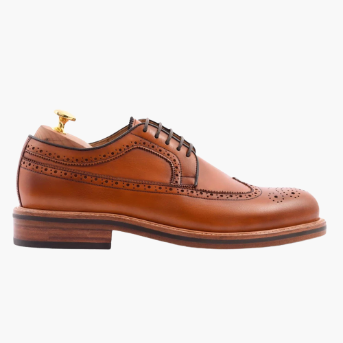 Cloewood Men's Longwings Brogue Derby Shoes - Tan