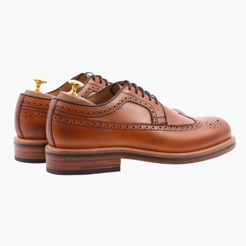 Cloewood Men's Longwings Brogue Derby Shoes - Tan