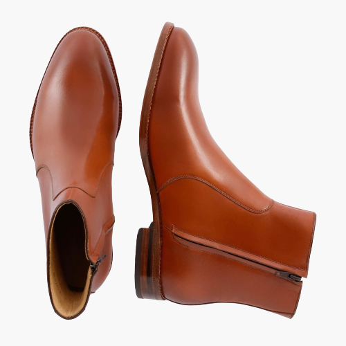 Cloewood Men's Side Zip Leather Chelsea Boots - Tan
