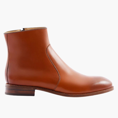 Cloewood Men's Side Zip Leather Chelsea Boots - Tan