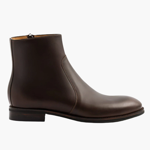 Cloewood Men's Side Zip Pull-Up Leather Chelsea Boots - Brown