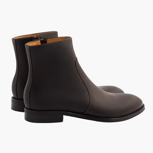 Cloewood Men's Side Zip Pull-Up Leather Chelsea Boots - Dark Brown