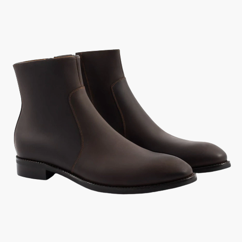 Cloewood Men's Side Zip Pull-Up Leather Chelsea Boots - Dark Brown