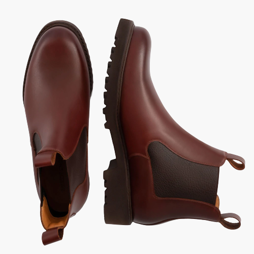 Cloewood Men's Water-repellent Pull-up Full Grain Leather Chelsea Boots - Oak