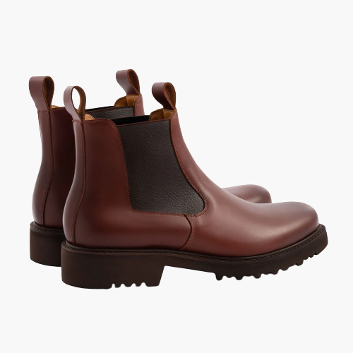 Cloewood Men's Water-repellent Pull-up Full Grain Leather Chelsea Boots - Oak