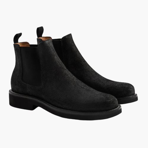 Cloewood Men's Waxed Suede Leather Chelsea Boots