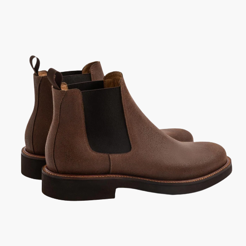 Cloewood Men's Waxed Suede Leather Chelsea Boots - Walnut