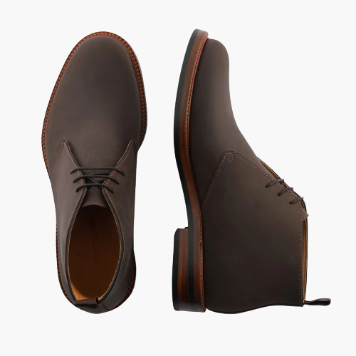 Cloewood Men's Pull-Up Leather Chukka Boots - Dark Brown