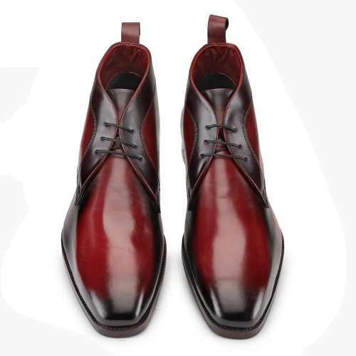 Cloewood Men's Leather Chukka Boots - Wine Red