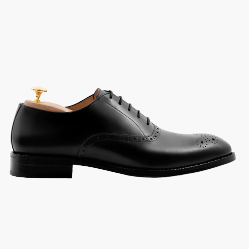 Cloewood Men's Medallion Toe Leather Oxford Shoes - Black