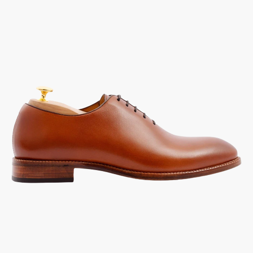 Cloewood Men's Full Grain Leather Wholecut Oxford Shoes - Tan