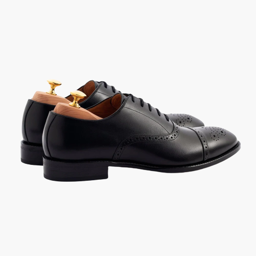Cloewood Men's Full Grain Medallion Toe Oxford Shoes - Black