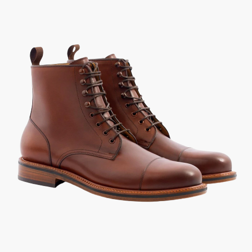 Cloewood Men's Leather Lace-Up Captoe Boots