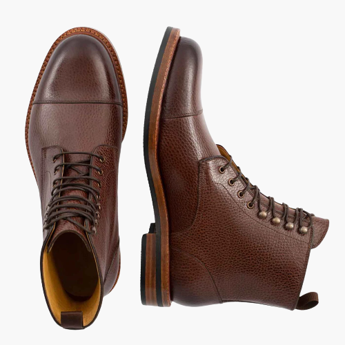 Cloewood Men's Pebbled Leather Captoe Ankle Boots
